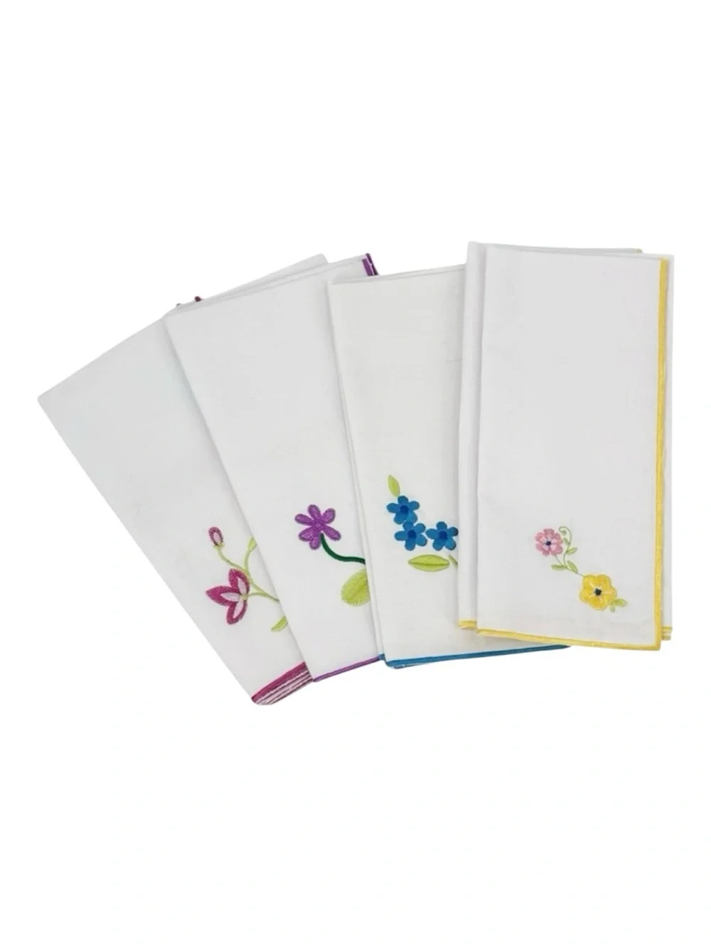 Vintage Lillian Vernon 100% Cotton Floral Embroidered Placemat and Napkin Set